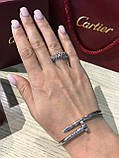 Cartier браслет цвях у серебрі та кільце зубчики / Cartier браслет і кільце, фото 3