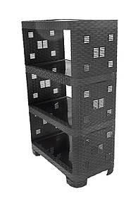 Етажерка пластикова Ротанг на 4 яруси чорна (ПолімерАгро) 52*30*82.5 см