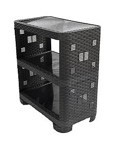 Етажерка пластикова Ротанг на 3 яруси чорна (ПолімерАгро) 52*30*58 см