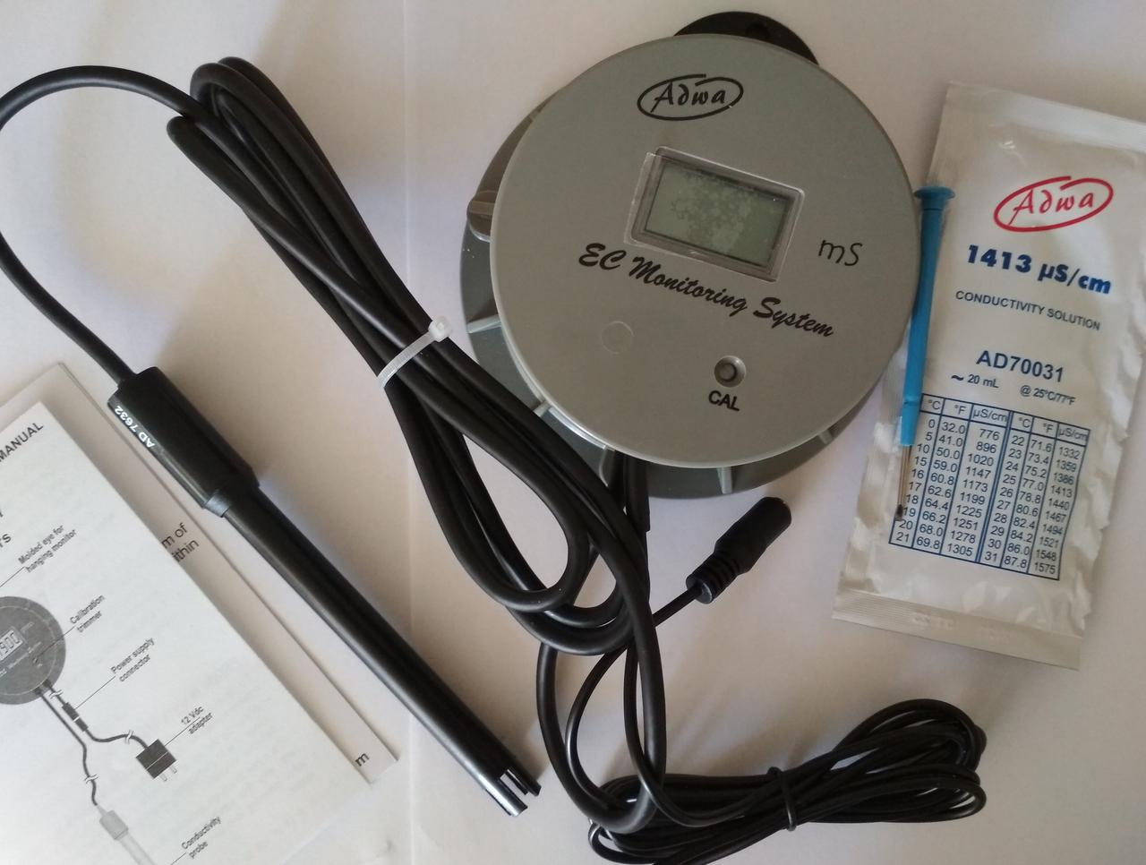 Cтандартний безперервний EC-монітор ADWA ECO 406 0 - 9.99 mS/cm ±0.01 mS/cm Угорщина