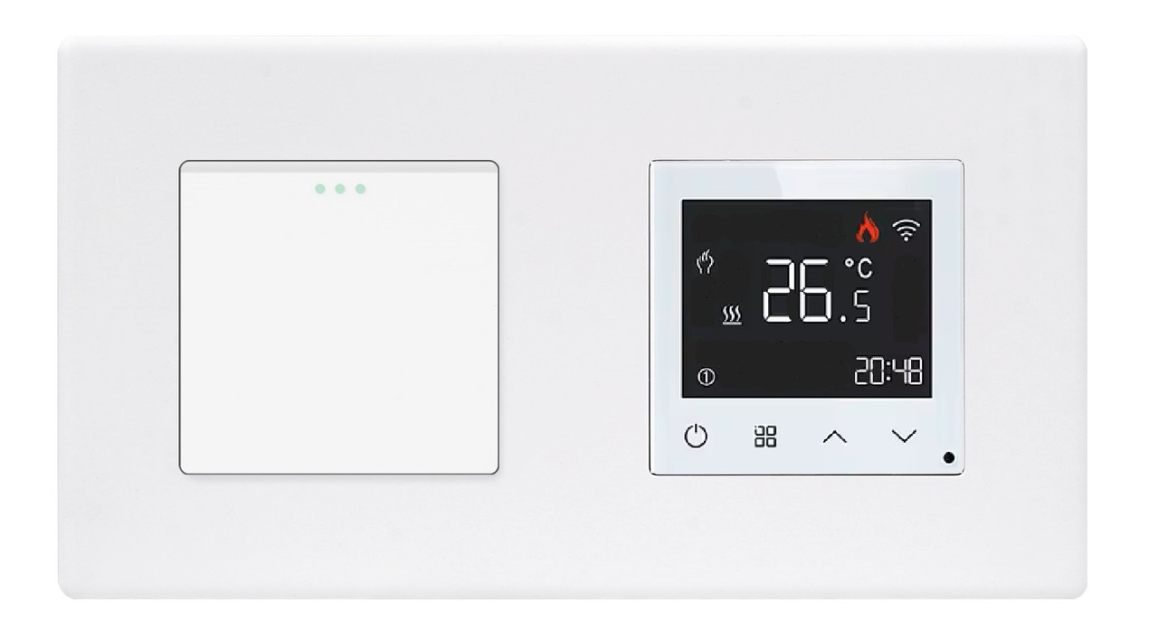 Wi-Fi регулятор теплої підлоги + Вимикач 1 клавіша 1DAL | Білий (P157-SW1G-TR.WF.WT), фото 1