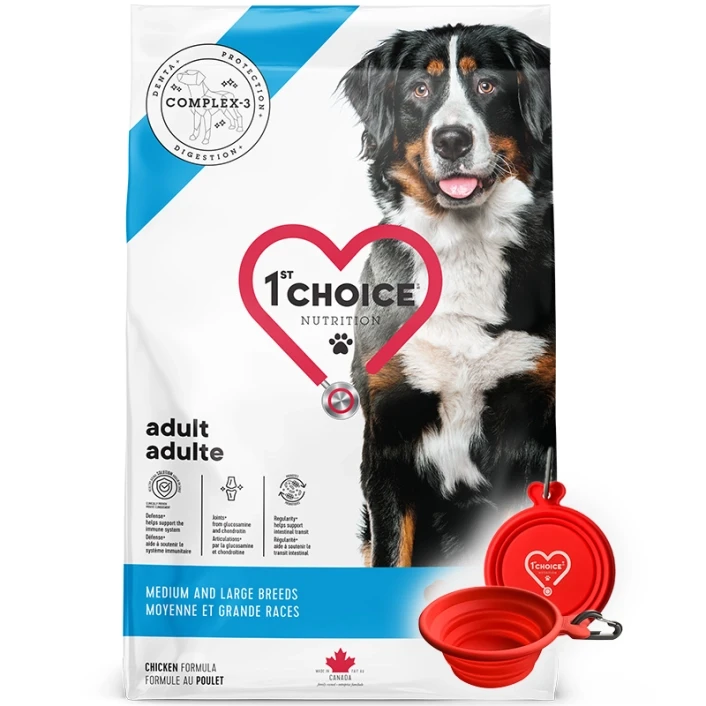 Сухий корм для собак 1St Choice Adult Large And Medium Сhicken Суперпреміум класу, 14 кг + МИСКА В ПОДАРУНОК, фото 1