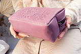 Велика шкіряна косметичка жіноча кольору Чайної рози з тисненням Сонечко, фото 3