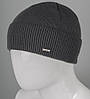 В'язана шапка з закотом на флісі Nord (181018), Графіт, фото 2