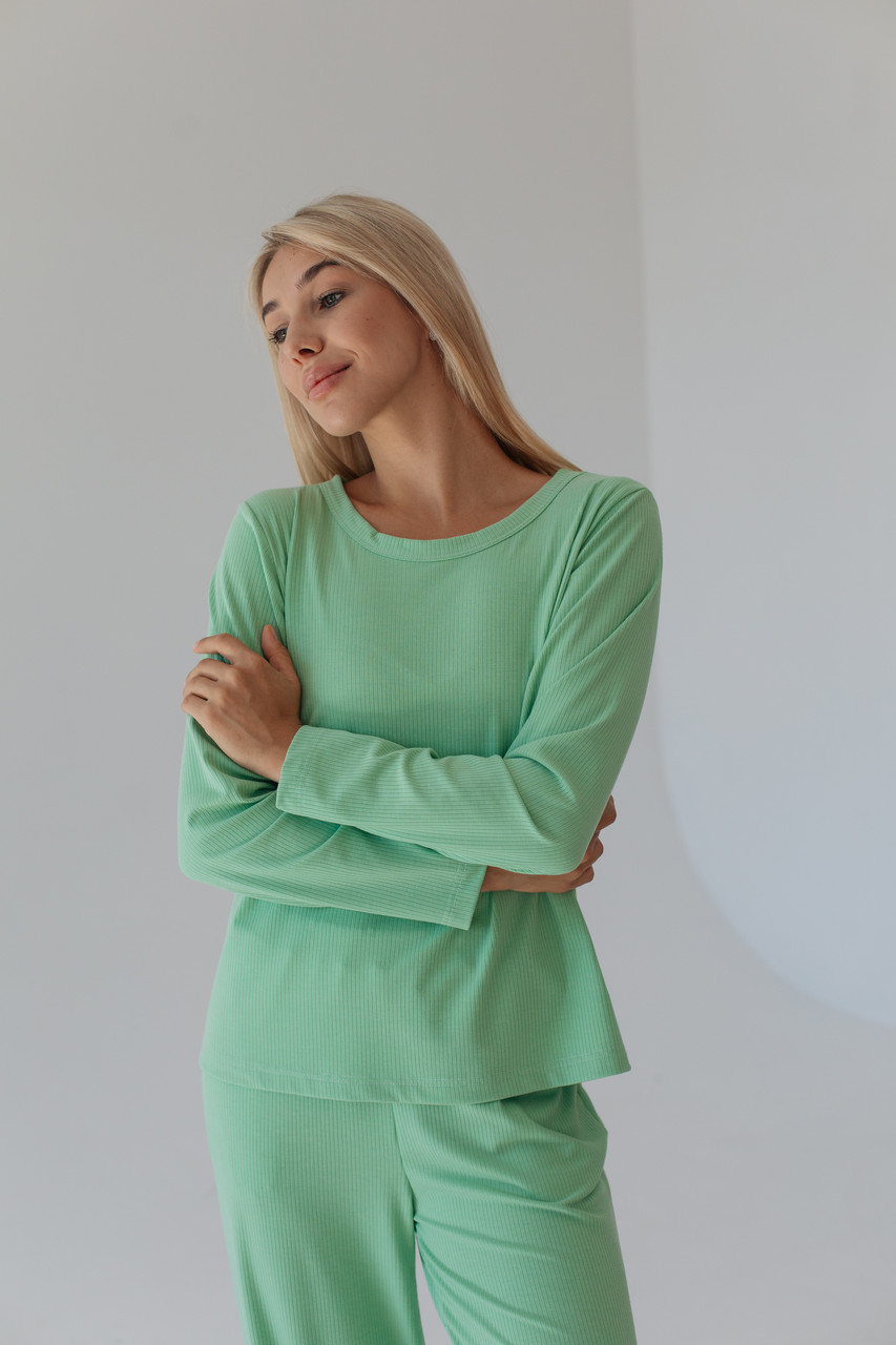 Піжама жіноча РУБЧИК натуральна бавовна S-3XL ШТАНЦІ+КОФТА DC ЗЕЛЕНИЙ, фото 1