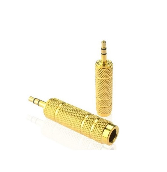 Конвертер Jack 3.5 (тато)/Jack 6.3 (мама) Stereo, Gold, метал, Арт.55625