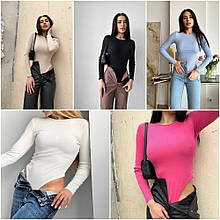 Неперевершене базове боді зі стійкою на горлі та з довгим рукавом розміри норма