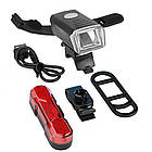 Велосипедна фара передня + задня, від USB, BSK-HY027 / Акумуляторний велосипедний ліхтар / Велоліхтар, фото 9