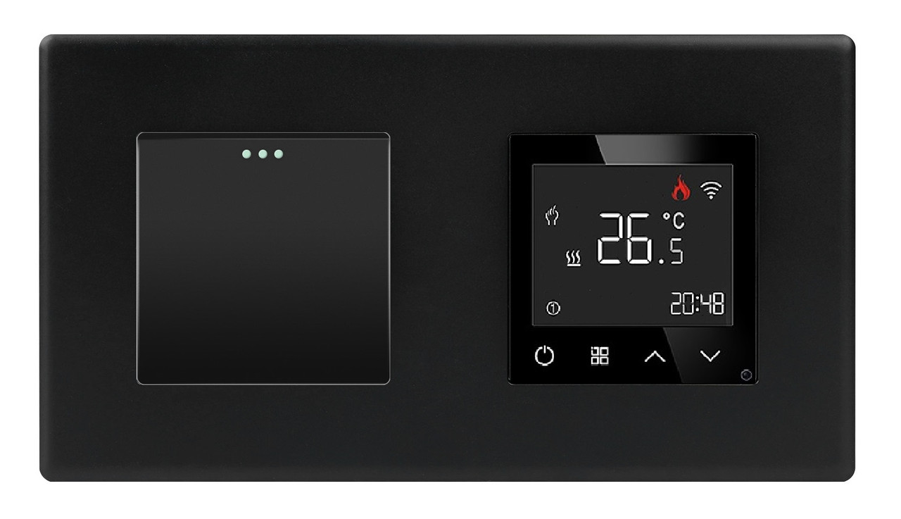 Wi-Fi регулятор теплої підлоги + Вимикач 1 клавіша 1DAL | Чорний (P157-SW1G-TR.WF.BL)