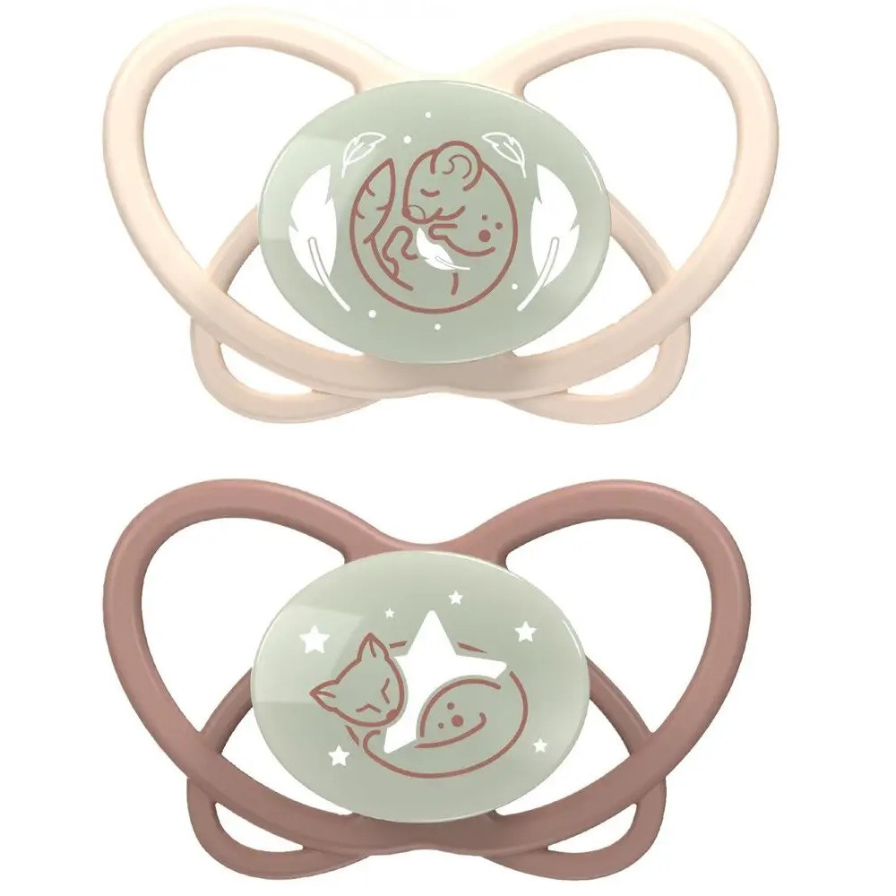 Силіконова пустушка "Мій метелик Ніч" (5-18 міс.) бежева NIP 2 шт. (4000821316256)