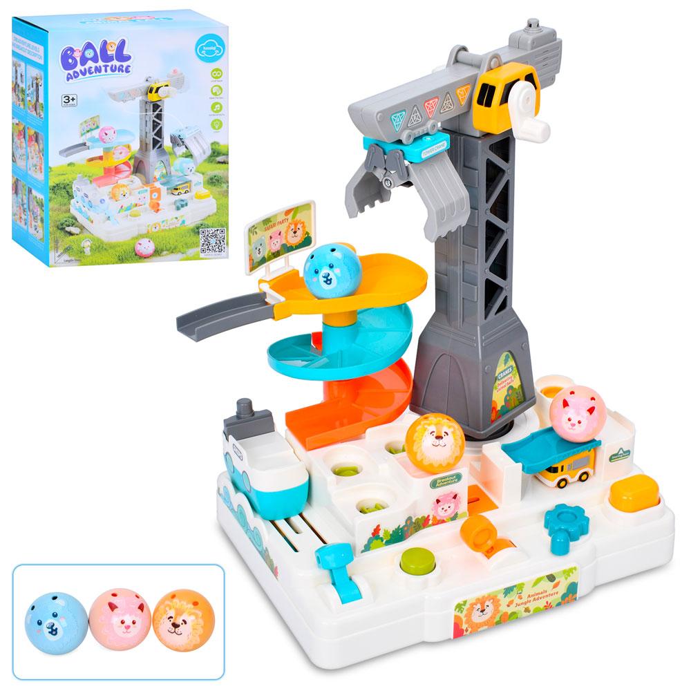 Трек гараж із краном і кульками T920A звук, світло, рухомі деталі, фото 1