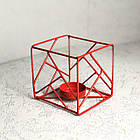 Підсвічник DecorArt "Куб" 9,5x9,5 см червоний