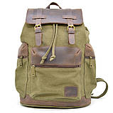 Міський рюкзак мікс із парусини та шкіри RH-0010-4lx TARWA Зелений, фото 2