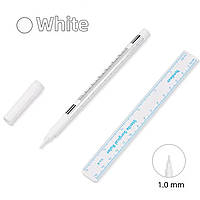 Білий маркер для розмітки по шкірі в індивідуальному впакуванні з лінійкою, товщина пера 1 мм.