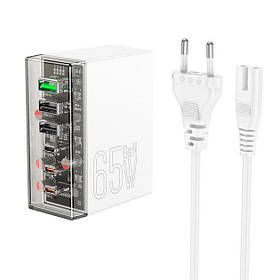 Зарядний пристрій HOCO N36 PD 65W (3Type-C, 3USB) White