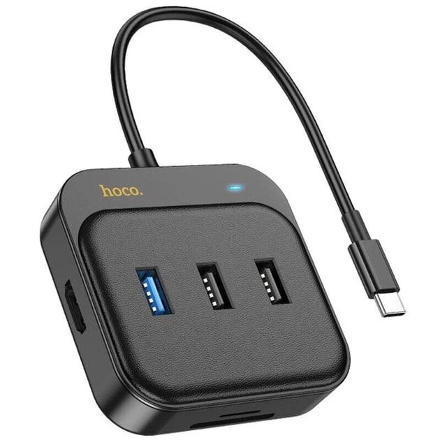 Концентратор Type-C Hub HOCO HB38 7in1 (SD, Micro SD, HDMI) Black