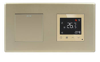 Wi-Fi регулятор теплої підлоги + Вимикач 1 клавіша 1DAL | Золото (P157-SW1G-TR.WF.GD)