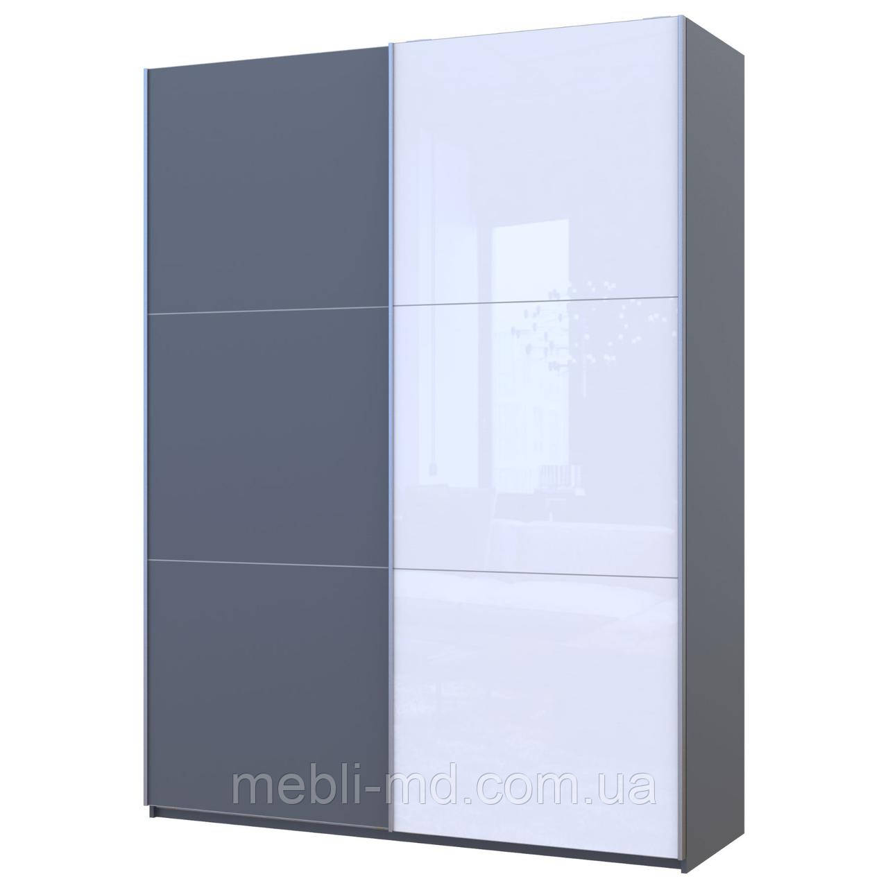 Шафа купе Doros G-Caiser Графіт Графіт/Білий 1 ДСП / 1 скло / 3 частини 180х60х240 (42005090), фото 1