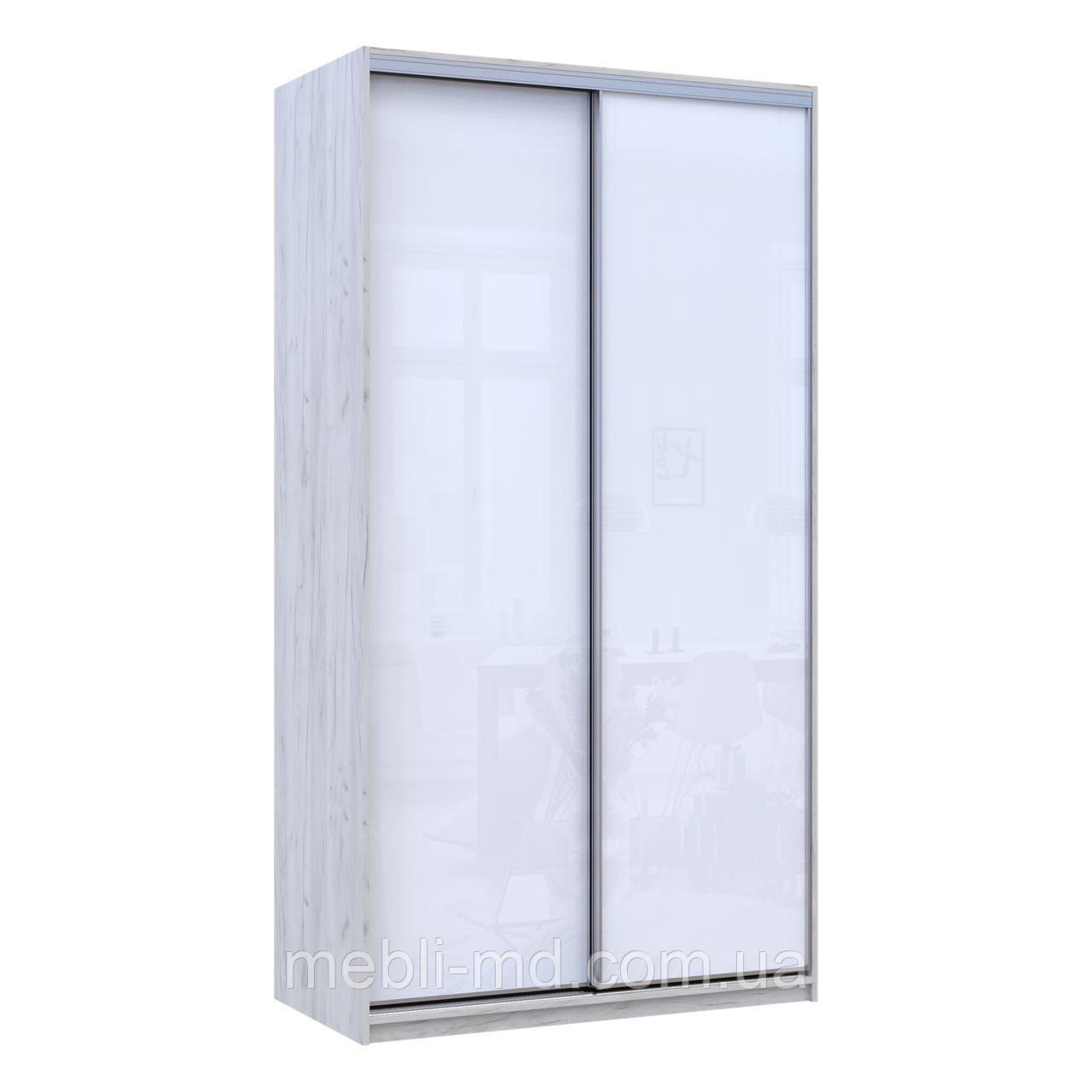 Шафа купе Сіті Лайт Слім Біле Дерево Скло Біле 120х60х225 (44900296), фото 1