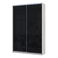 Шафа купе Сіті Лайт Слім Біле Дерево Скло Чорне 150х45х225 (44900300)