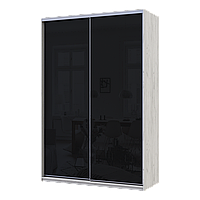 Шафа купе Сіті Лайт Слім Біле Дерево Скло Чорне 150х60х225 (44900302)