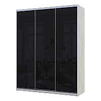 Шафа купе Сіті Лайт Слім Біле Дерево Скло Чорне 180х60х225 (44900305)