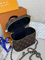 Жіноча сумка Louis Vuitton Vanity Brown кейс Луі Віттон шкіряний коричневий 1 відділення на ланцюжку LV, фото 5