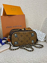 Жіноча сумка Louis Vuitton Vanity Brown кейс Луі Віттон шкіряний коричневий 1 відділення на ланцюжку LV, фото 4