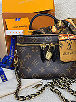 Жіноча сумка Louis Vuitton Vanity Brown кейс Луі Віттон шкіряний коричневий 1 відділення на ланцюжку LV, фото 2