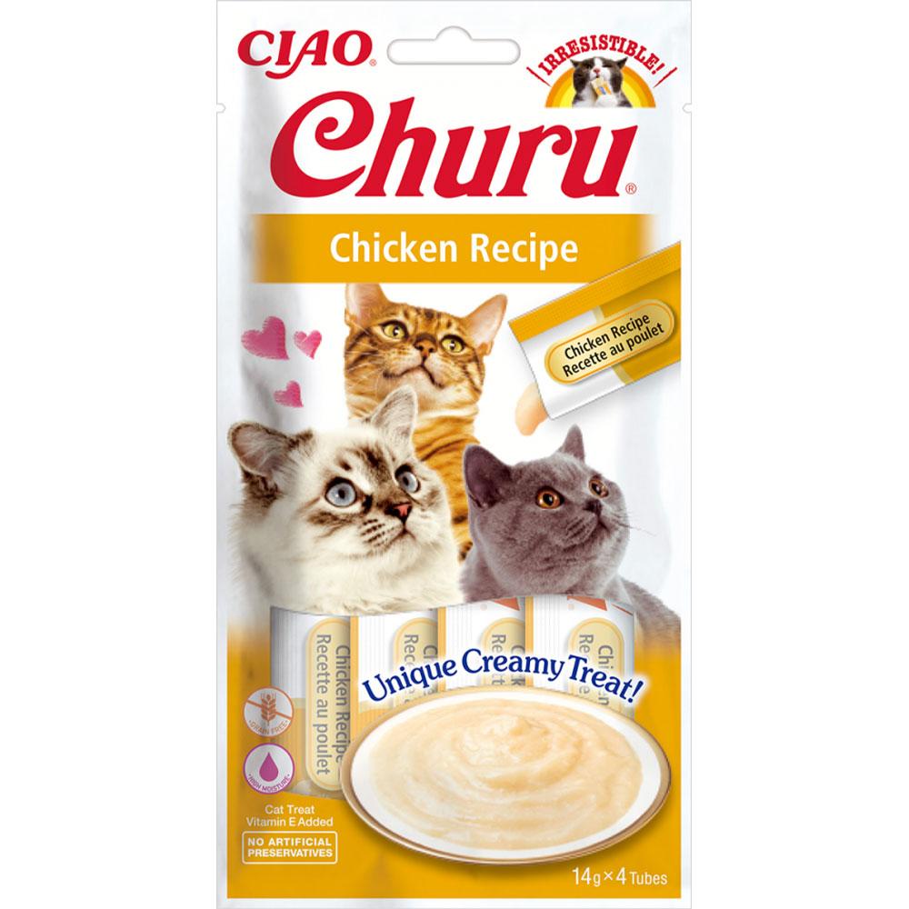 Ласощі INABA "Churu" для котів, вершковий мус в стіках, з куркою 4*14 гр (12 шт.уп.) (48 шт.)