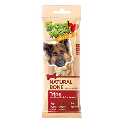 Ласощі для собак"Bow wow"натуральна кісточка з рубцем, 24 гр (18 шт в кор), фото 1