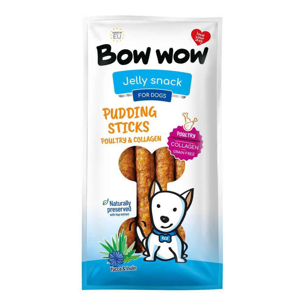 Ласощі для собак"Bow wow"пудингові палички з птиці, колагену, юки та інуліну, 27-30 см (6 шт/уп) (ціна за