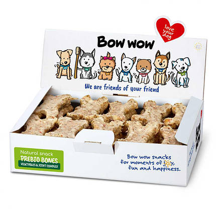 Ласощі для собак"Bow wow"натуральні кісточки, комплекс для кісток та суглобів,з овочів та кологену (30 шт/уп), фото 1