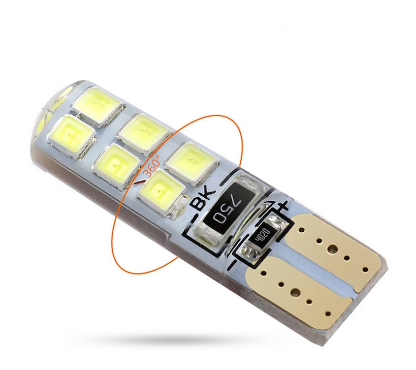

Лед лампы T10 W5W Silikon 12SMD 2835 Canbus
