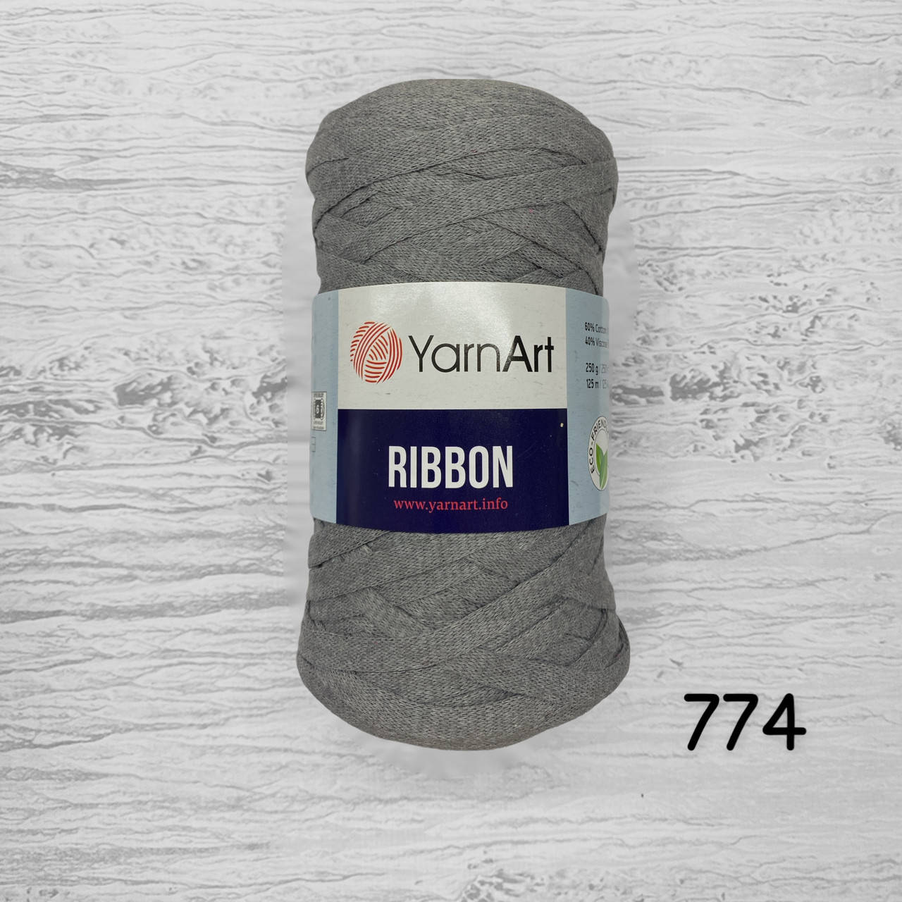 

Трикотажна пряжа YarnArt Ribbon / ЯрнАрт Ріббон 774 сірий, Серый