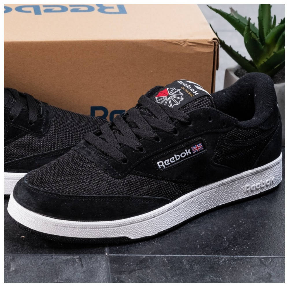 

Мужские кроссовки Reebok Classic, черные замшевые кроссовки рибок классик, Черный
