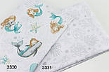 Бязь "Русалка з дельфінами" м'ятного кольору з сірими коралами № Е-3330, фото 6