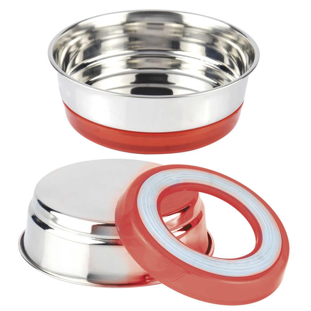 Миска CROCI Neon на гумці, червоний неон, нерж., 0,82 л, 17см (3 шт/уп.)