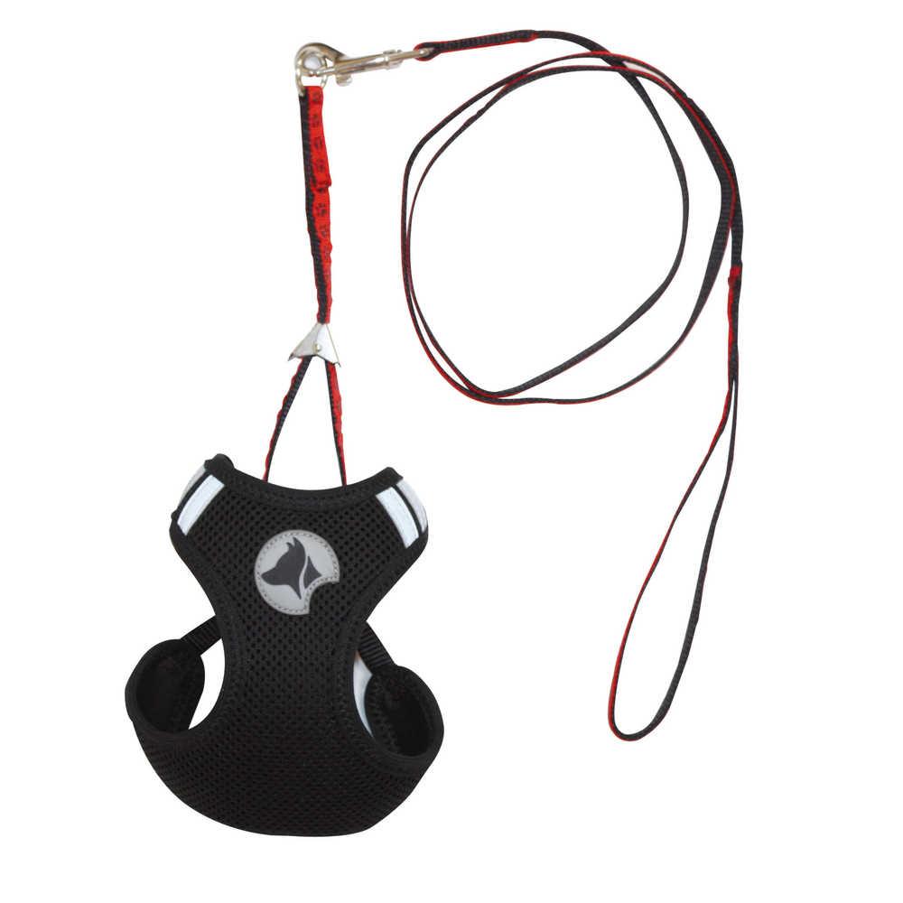 Набір HIKING PARURE, регульована шлея + поводок, чорний, нейлон, M 23-26cm / 35-41cm (3шт / уп) *