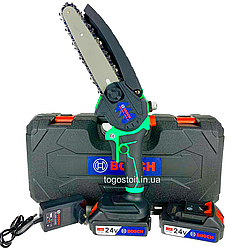 Акумуляторна мініпила Bosch UniversalChain 24 new (24V, 5 Аh, шина 15 см) з автоматичним змащенням ланцюга