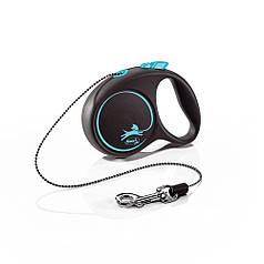 Рулетка FLEXI Black Design Cord XS, 3 м, до 8 кг, шнур, синя (3234)(12 шт./кор)