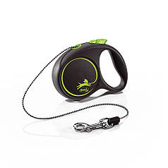 Рулетка FLEXI Black Design Cord XS, 3 м, до 8 кг, шнур, зеленина (3227)