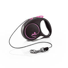 Рулетка FLEXI Black Design Cord XS, 3 м, до 8 кг, шнур, ріжу (3210)