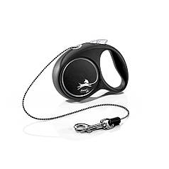 Рулетка FLEXI Black Design Cord XS, 3м, до 8кг, шнур, сіра (3203)