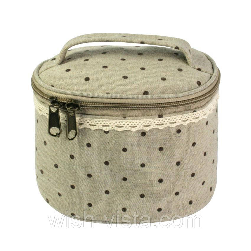 Косметичка Boheme Бохо 14x10x10 см Бежевий фон Коричневий Горошок (10299), фото 1