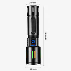 Ліхтар ручний night vision fluorescence CB-611-TG, індикація заряду, ЗУ Type-C, zoom, фото 3