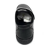 Жіночі шкіряні туфлі на низькому ходу закриті чорного кольору з липучкою Турція SR1062-2 розмір 38, фото 6