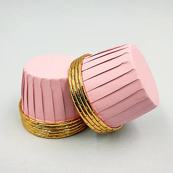 Фольгована форма для мафінів із посиленим бортиком Рожева-золото — 25 шт.