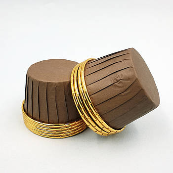 Фольгована форма для мафінів із посиленим бортиком Коричнева-золото — 25 шт.