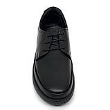 Жіночі шкіряні туфлі на низькому ходу закриті чорного кольору зі шнурівкою Турція SR1063-2 розмір 39, фото 3